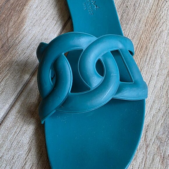 Hermes Aloha Green Rubber Sliders Sandals Eur. 36 - Picture 5 of 12